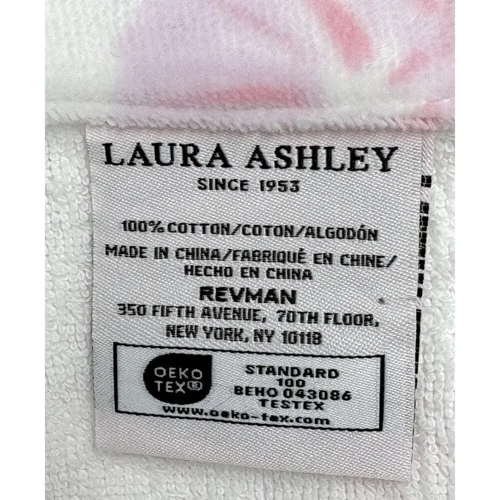 Laura Ashley Bath Towels Set Morning Gloria Floral 4 Pcs Pink Green White NWT